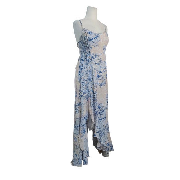 Intimately Free People Forever Yours Dress Paisley Side Slit Blue Pink Fairy M - Picture 5 of 12